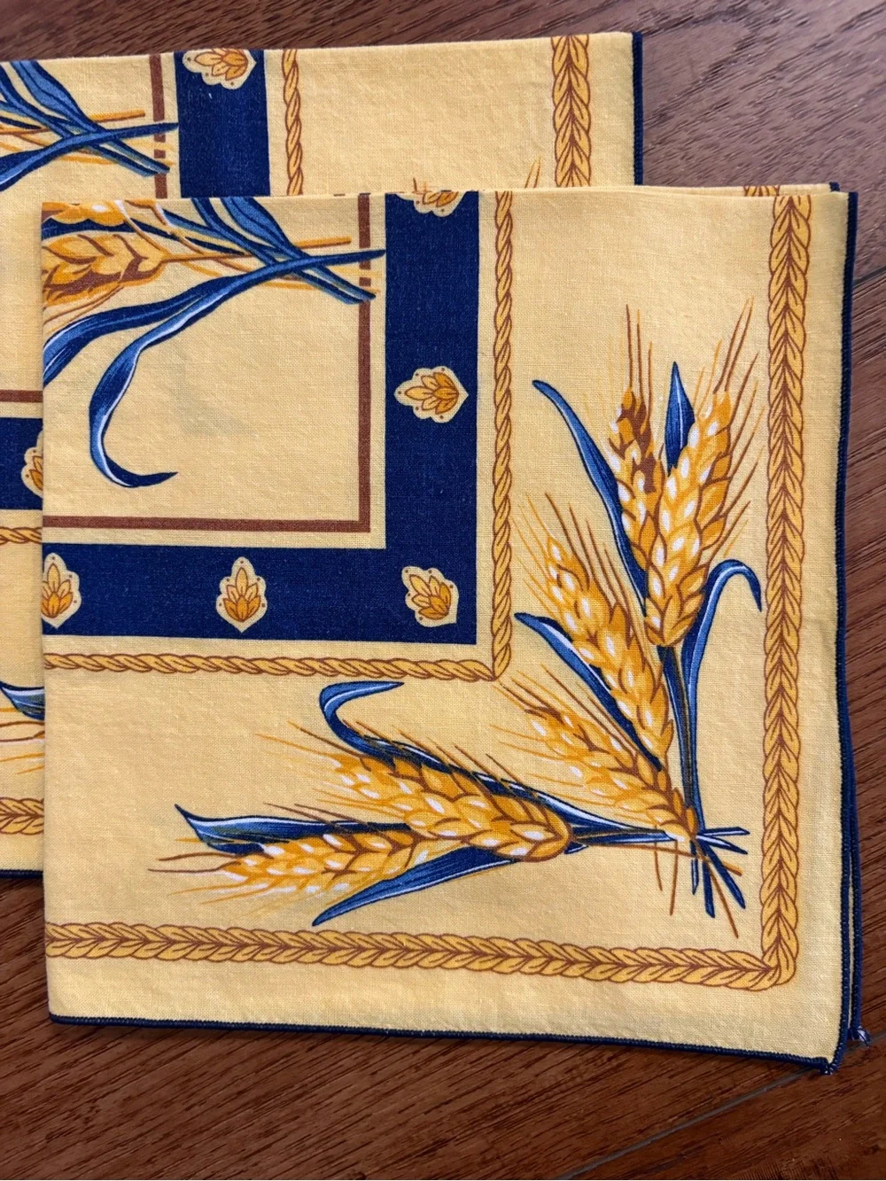 Vintage Wheat Sheaf Cotton Napkins Set of 6 French Country Farmhouse
